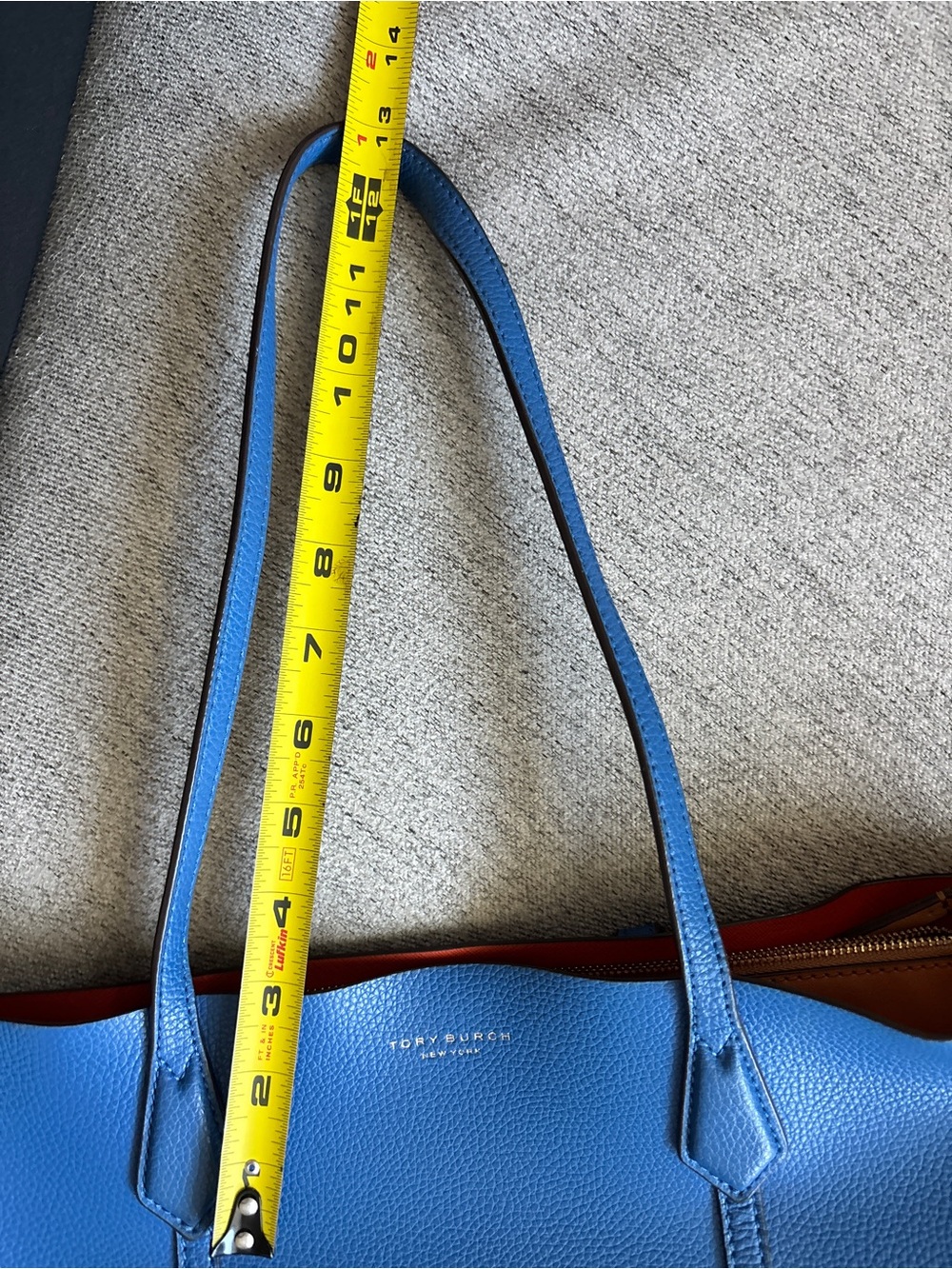 Tory Burch Blue Tote with Red Trim - Picture 7 of 14
